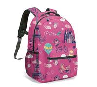 Vintage Paris Tour Eiffel Cathédrale Gothique Montgolfière 40,6 cm Sac de voyage Illustration romantique Motif Pastel Sac à dos, 05, L, Décontracté
