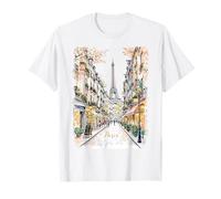 Vintage Paris Tour Eiffel Street Art Print Design Souvenir T-Shirt