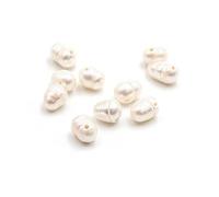 Vintage parts Lot de 10 perles de culture d'eau douce percées sur le côté Blanc crème 8 x 6 mm