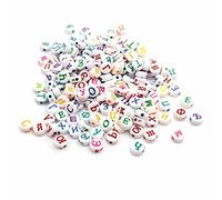 Vintage parts Lot de 300 perles alphabet russe Multicolore 7 x 4 mm