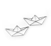 Vintage Parts Pendentif comme style origami Bateau en argent 2 pièces DIY Bijoux
