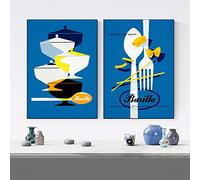 Vintage Pâtes Italiennes Rétro Nourriture Et Boisson Italie Café Restaurant Imprimer Affiche Art Mur 2 Pièces Toile Peinture Foodie Cuisine Art Décor 30Cmx40Cmx2Pcs Sans Cadre