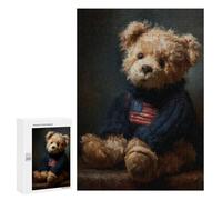 Vintage Patriotic Teddy Bear Puzzle 1000 Pièces Educa Jouet en Bois Cadeau Unique Décoration Intérieure Jeu Éducatif Challenge Toy Adultes Et Enfants À Partir De 14 Ans 300 PCS