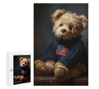 Vintage Patriotic Teddy Bear Puzzle 1000 Pièces Educa Jouet en Bois Cadeau Unique Décoration Intérieure Jeu Éducatif Challenge Toy Adultes Et Enfants À Partir De 14 Ans 1000 PCS