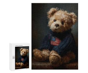 Vintage Patriotic Teddy Bear Puzzle 1000 Pièces Educa Jouet en Bois Cadeau Unique Décoration Intérieure Jeu Éducatif Challenge Toy Adultes Et Enfants À Partir De 14 Ans 300 PCS