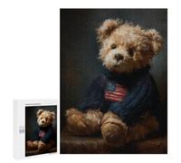 Vintage Patriotic Teddy Bear Puzzle 500 Pièces Educa Jouet en Bois Cadeau Unique Décoration Intérieure Jeu Éducatif Challenge Toy Adultes Et Enfants À Partir De 14 Ans 500 PCS