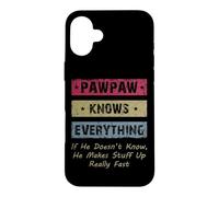Vintage Pawpaw Knows Everything Dad Father Father's Day Coque pour iPhone 16 Plus