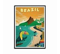Vintage Paysage Affiche Brésil Rio de Janeiro Toile Peintures Moderne Mur Art Photos pour Salon Décor À La Maison 60x90 cm Sans Cadre