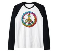 Vintage Peace Sign Mushroom Tie Dye Retro 60s 70s Hippie Manche Raglan