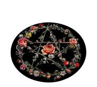 Vintage Pentagram and Peony Print Round Carpet - Anti-Slip Rug for Bedroom, Living Room Or Coffee Table Floor Decor(Color1,Diameter 120cm(47in))
