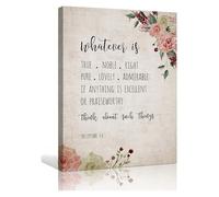 Vintage Philippians 4:8 Poster - Whatever Is True Noble Right Pure Lovely Canvas Print, Large Inspirational Bible Verse Wall Art for Living Room, Bedroom, Office(Unframed,12x18inch(30x45cm))