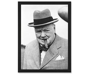 Vintage Photo Winston Churchill Cigar Prime Minister Britain UK Artwork Framed Wall Art Print A4 Ancien Photographier Église Grande-Bretagne Royaume-Uni Mur
