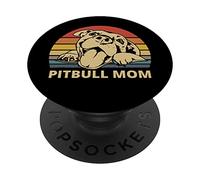 Vintage Pitbull Mom | Happy Smiling Pitbull Mom on Sunset PopSockets PopGrip Adhésif