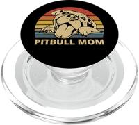 Vintage Pitbull Mom | Happy Smiling Pitbull Mom on Sunset PopSockets PopGrip pour MagSafe
