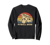 Vintage Pitbull Mom | Happy Smiling Pitbull Mom on Sunset Sweatshirt