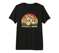 Vintage Pitbull Mom | Happy Smiling Pitbull Mom on Sunset T-Shirt Haut de Gamme