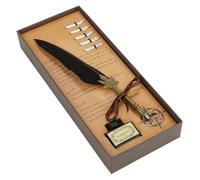 Vintage Plume Dip Pen Set, Europeanisme Rétro Quill Plumes En Métal Calligraphie Écriture Stylo Main Craft Cadeau Stylo 6 Couleur(noir)