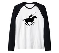 Vintage Polo Silhouette Equestre Sport Chevalier Manche Raglan
