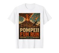 Vintage Pompéi Fun Run Ancient Rome Volcan Eruption Humour T-Shirt Graphique avec Valeur, Homme, Blanc, S