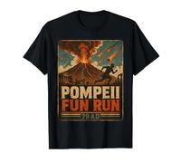 Vintage Pompéi Fun Run Ancient Rome Volcan Eruption Humour T-Shirt Graphique avec Valeur, Homme, Noir, L
