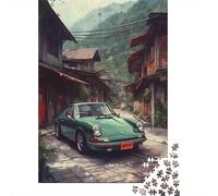 Vintage Porsche Street Puzzles 1000 Pièces Cadeau Unique Jeu Éducatif Défi Jouet À De Qualité Supérieure Peinture Art pour Adultes Et Enfants À Partir De 12 Ans 38x26cm/1000pcs