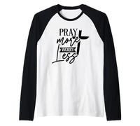 Vintage Pray More Worry Less - Verse de la Bible Christian Faith Manche Raglan