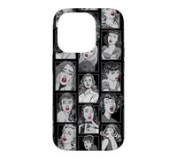 Vintage Pulp Comic Pop Culture Pin Up Girl Art Pattern Noir Coque pour iPhone 14 Pro
