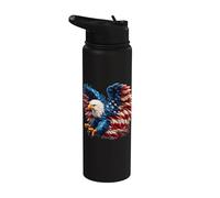 Vintage Pygargue chauve Pride Freedom Drapeau américain célébration Stainless Steel Insulated Water Bottle