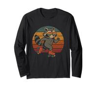 Vintage Raccoon Retro on Roller Skates Manche Longue