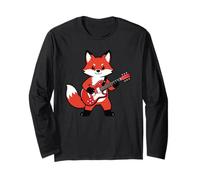 Vintage Red Fox Punk Music Playing Guitar Manche Longue
