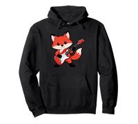 Vintage Red Fox Punk Music Playing Guitar Sweat à Capuche