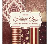 Vintage Red Scrapbook Paper Pad 8.5x8.5 20 Designs Double Sided 40 Pages Toile Damask Celestial for Junk Journaling Card Making Collage: Crimson ... Aesthetic Mixed Media Photo Album DIY