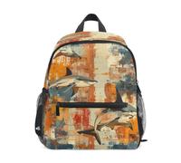Vintage Requins Texturé Rustique Sac à Dos Enfant Sac d'École Maternelle Préscolaire Étudiant Scolaire Cartable pour Âgés de 3 à 8 Ans Garçons Filles