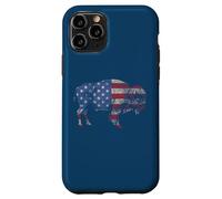 Vintage Retro Bison American Flag Buffalo Simple Coque pour iPhone 11 Pro