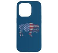 Vintage Retro Bison American Flag Buffalo Simple Coque pour iPhone 15 Pro