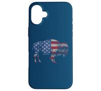 Vintage Retro Bison American Flag Buffalo Simple Coque pour iPhone 16 Plus