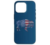 Vintage Retro Bison American Flag Buffalo Simple Coque pour iPhone 16 Pro