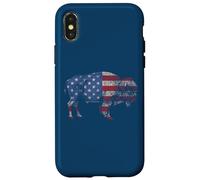 Vintage Retro Bison American Flag Buffalo Simple Coque pour iPhone X/XS