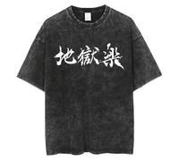 Vintage Retro Hell's Paradise Anime Lavé et Vieilli T-Shirt Gabimaru Casual Manches Courtes Yamada Asaemon Sagiri Mode Anime Sweatshirt Unisexe