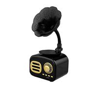Vintage Retro Speaker Gramophone Bluetooth Record Player Turnable Radio Stereo Sound Box Mini Haut-Parleur sans Fil, Fente pour Carte TF, pour Le Bureau à Domicile (Couleur: Noir)