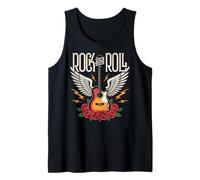 Vintage Retro Style 70s 80s Guitar with Wings Rock and Roll Débardeur