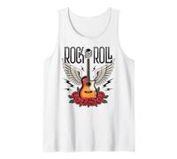 Vintage Retro Style 70s 80s Guitar with Wings Rock and Roll Débardeur