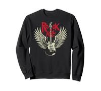 Vintage Retro Style 70s 80s Guitar with Wings Rock and Roll Sweatshirt