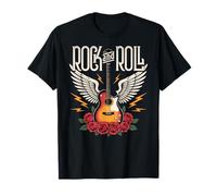 Vintage Retro Style 70s 80s Guitar with Wings Rock and Roll T-Shirt