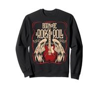 Vintage Retro Style 80s Guitar with Wings Rock and Roll Sweatshirt