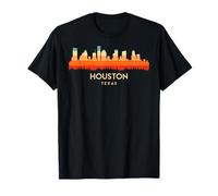 Vintage Retro Style City in Texas skyline cityscape Houston T-Shirt