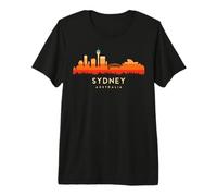 Vintage Retro Style Landscape Sun Skyline Sydney Australia T-Shirt Haut de Gamme