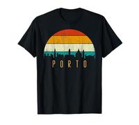 Vintage Retro Style Pine Landscape City in Portugal Porto T-Shirt