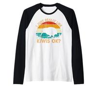 Vintage Retro Style Pine Tree New Zealand Bird Lovers Kiwi Manche Raglan
