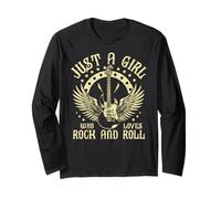 Vintage Retro Style Playing Music Guitar Forever Rock N Roll Manche Longue
